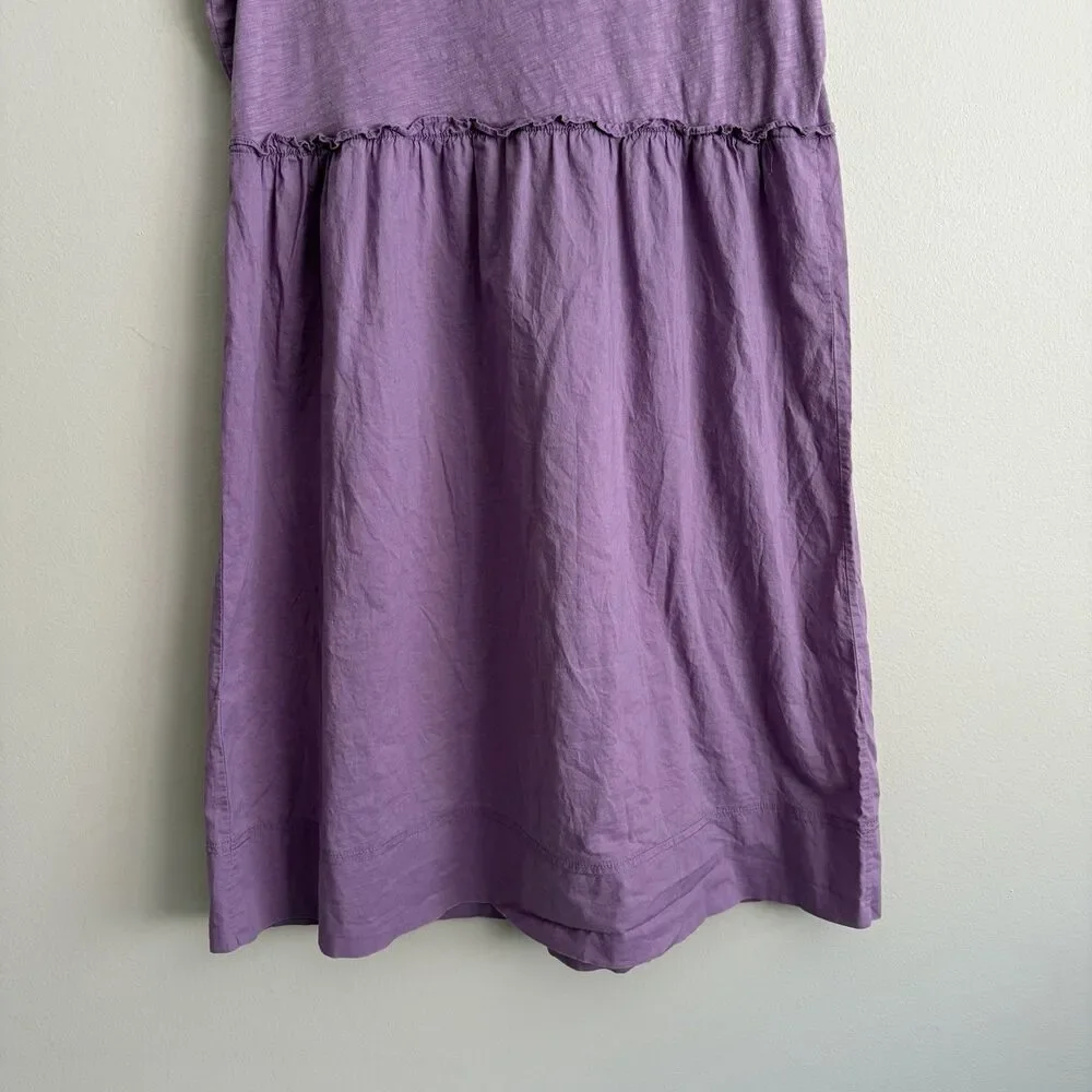 J Crew Womens Purple Sleeveless Dress Size Medium Scoop Neck Cotton Casual